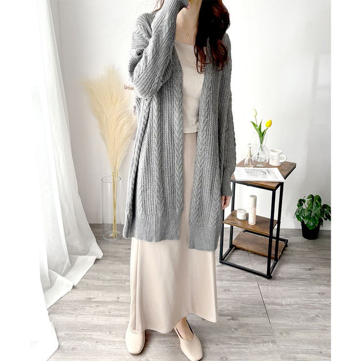 ケーブル風ざっくりロングカーディガン 秋冬 ゆったり | Amulet | 詳細画像20 