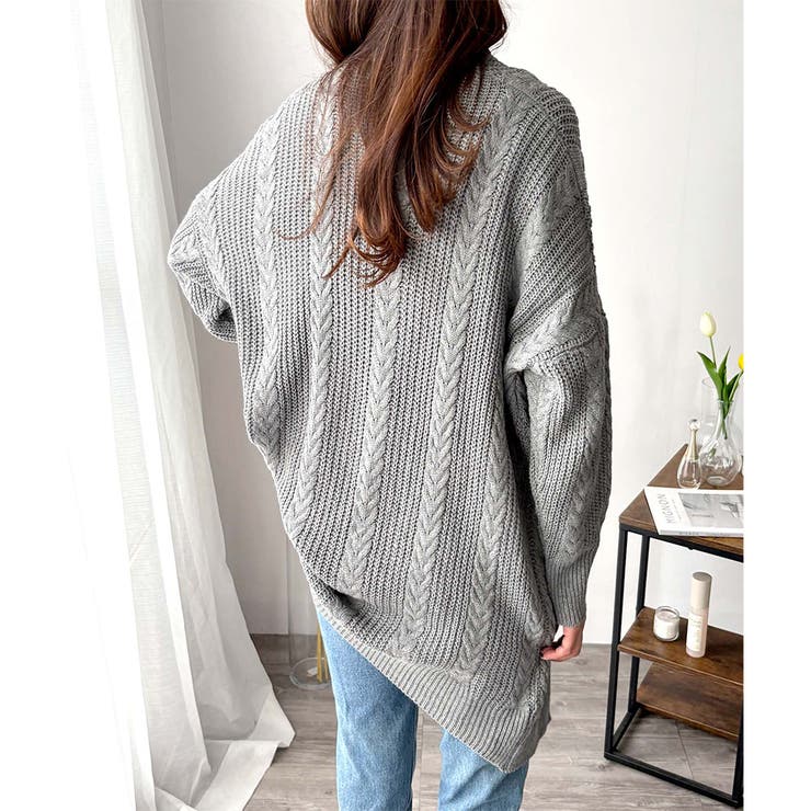 ケーブル風ざっくりロングカーディガン 秋冬 ゆったり | Amulet | 詳細画像21 