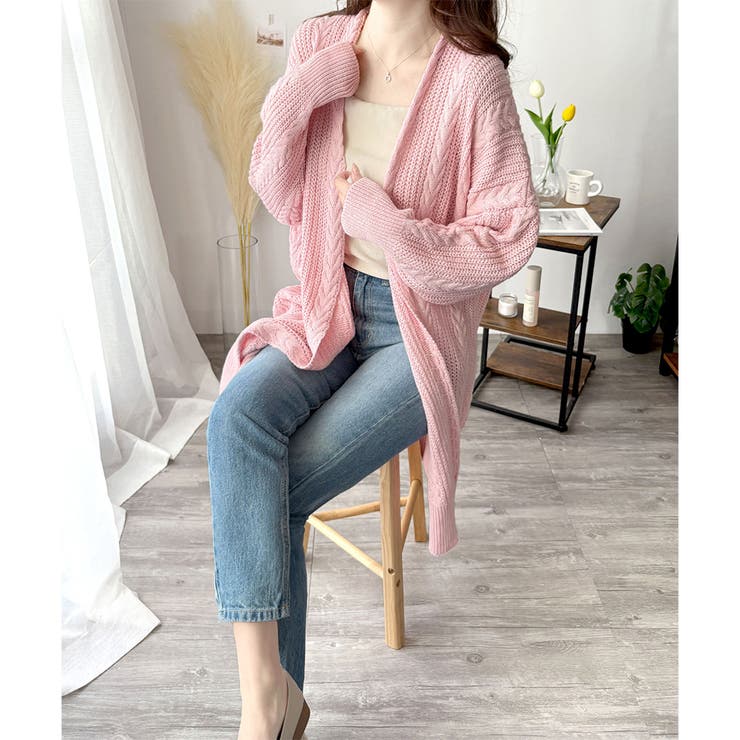 ケーブル風ざっくりロングカーディガン 秋冬 ゆったり | Amulet | 詳細画像23 