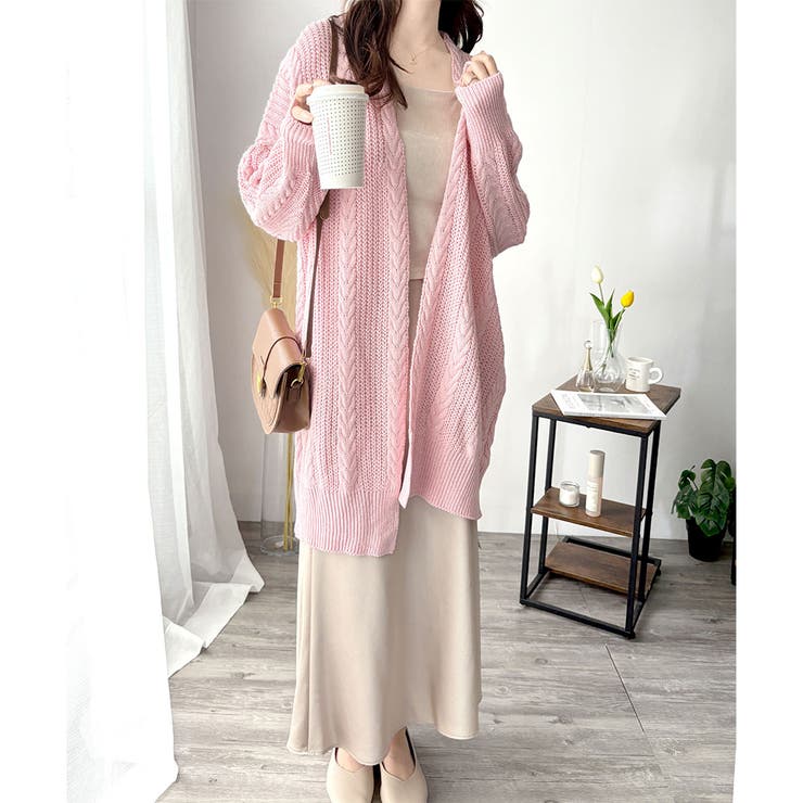 ケーブル風ざっくりロングカーディガン 秋冬 ゆったり | Amulet | 詳細画像24 