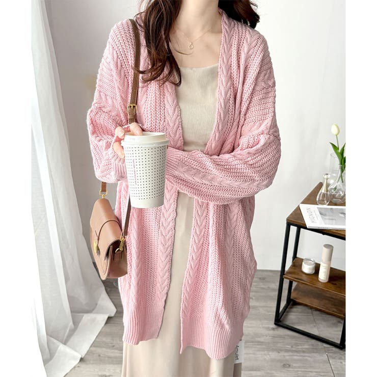 ケーブル風ざっくりロングカーディガン 秋冬 ゆったり | Amulet | 詳細画像25 