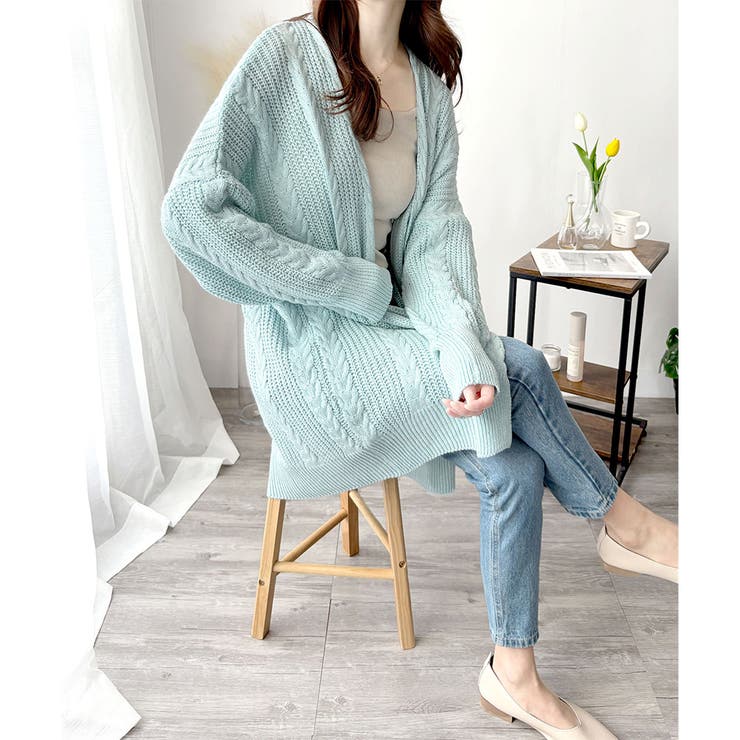 ケーブル風ざっくりロングカーディガン 秋冬 ゆったり | Amulet | 詳細画像26 