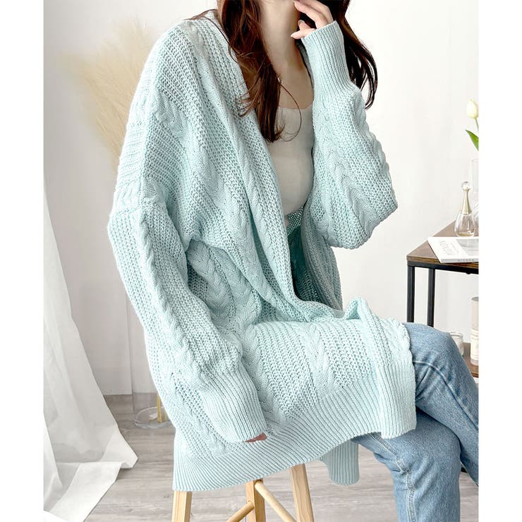 ケーブル風ざっくりロングカーディガン 秋冬 ゆったり | Amulet | 詳細画像3 