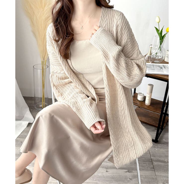 ケーブル風ざっくりロングカーディガン 秋冬 ゆったり | Amulet | 詳細画像6 