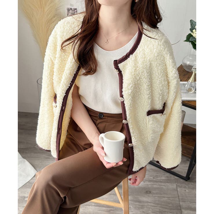 ノーカラーボアジャケット レディース 秋冬 | Amulet | 詳細画像2 