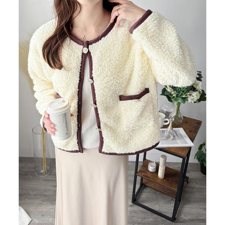 ノーカラーボアジャケット レディース 秋冬 | Amulet | 詳細画像4 