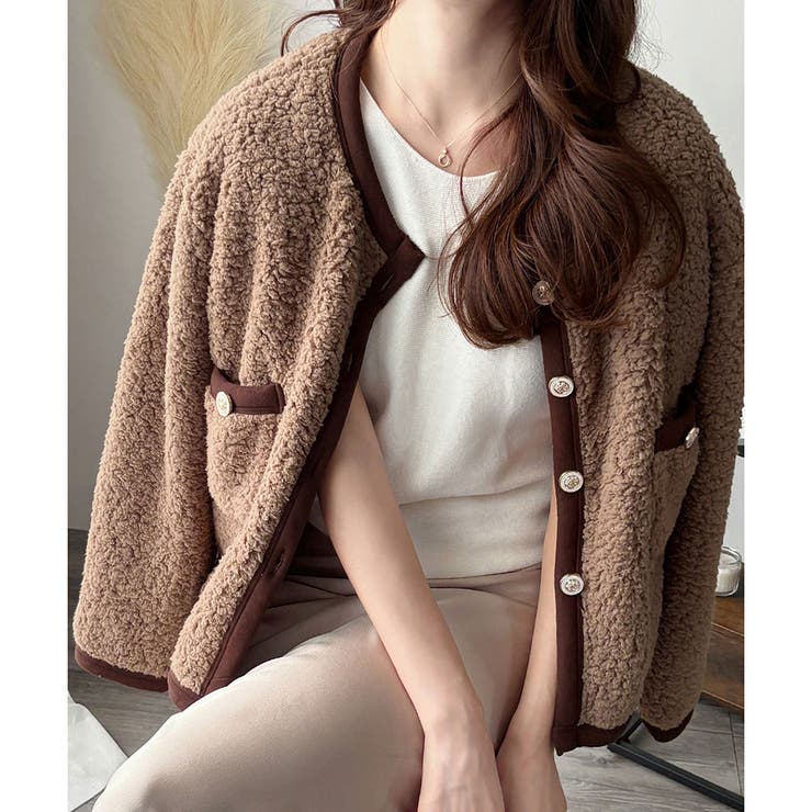 ノーカラーボアジャケット レディース 秋冬 | Amulet | 詳細画像6 