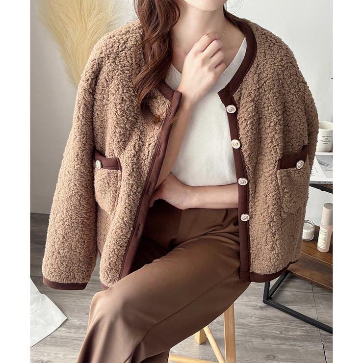 ノーカラーボアジャケット レディース 秋冬 | Amulet | 詳細画像9 