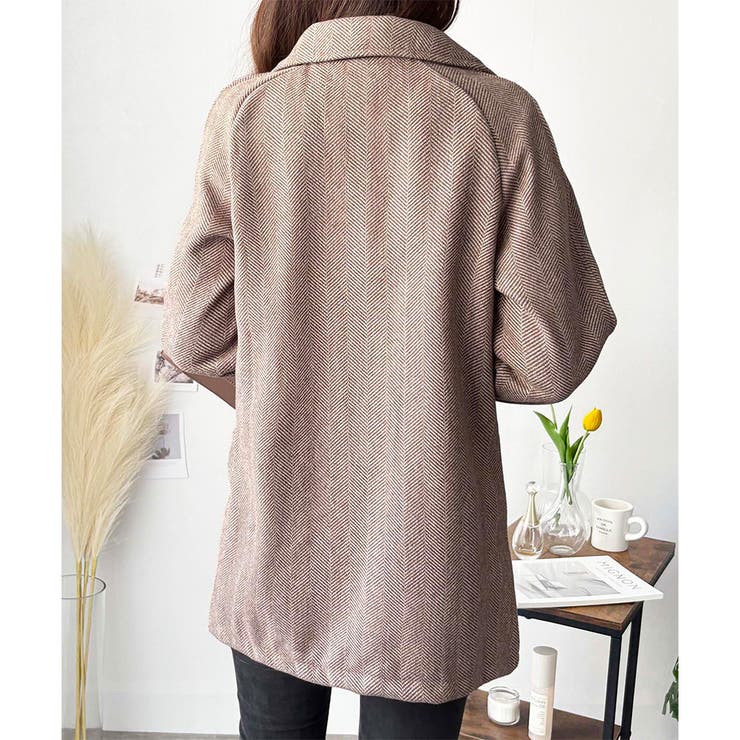 ミドル丈ヘリンボーン柄チェスターコート レディース 秋冬 | Amulet | 詳細画像18 