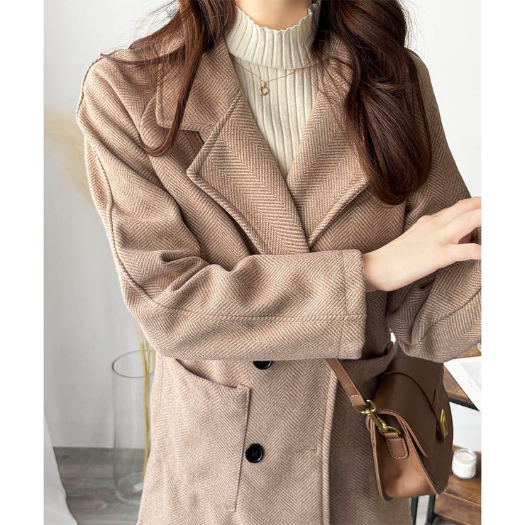 ミドル丈ヘリンボーン柄チェスターコート レディース 秋冬 | Amulet | 詳細画像22 