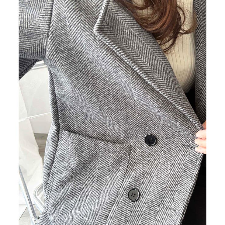 ミドル丈ヘリンボーン柄チェスターコート レディース 秋冬 | Amulet | 詳細画像25 