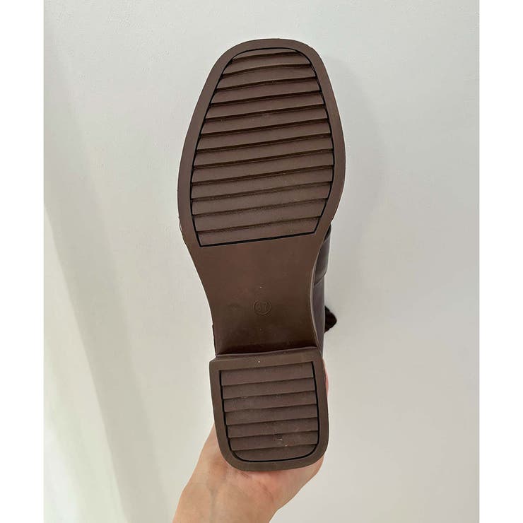 ニット切替スクエアトゥショートブーツ レディース チャンキーヒール | Amulet | 詳細画像24 