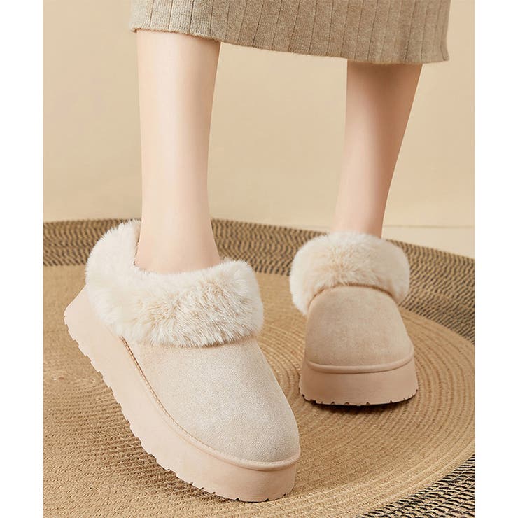 アイボリー | 厚底フェイクファーシューズ レディース 秋冬 | Amulet