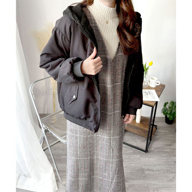 チェック柄Vネックロングジャンパースカート レディース 春秋冬 | Amulet | 詳細画像27 