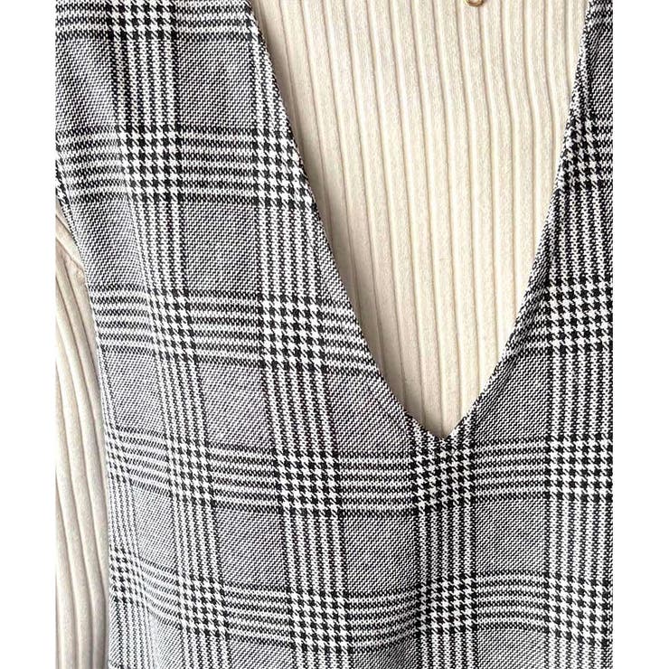 チェック柄Vネックロングジャンパースカート レディース 春秋冬 | Amulet | 詳細画像28 