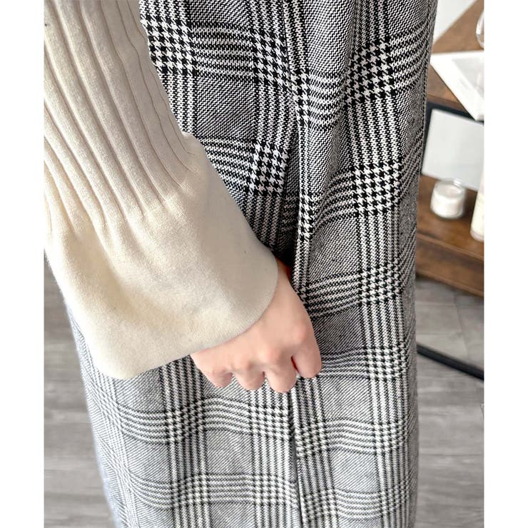 チェック柄Vネックロングジャンパースカート レディース 春秋冬 | Amulet | 詳細画像29 