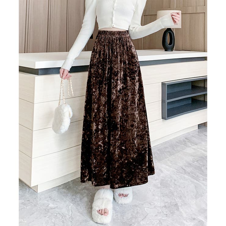 ベロア風ロングスカート レディース 秋冬 | Amulet | 詳細画像12 