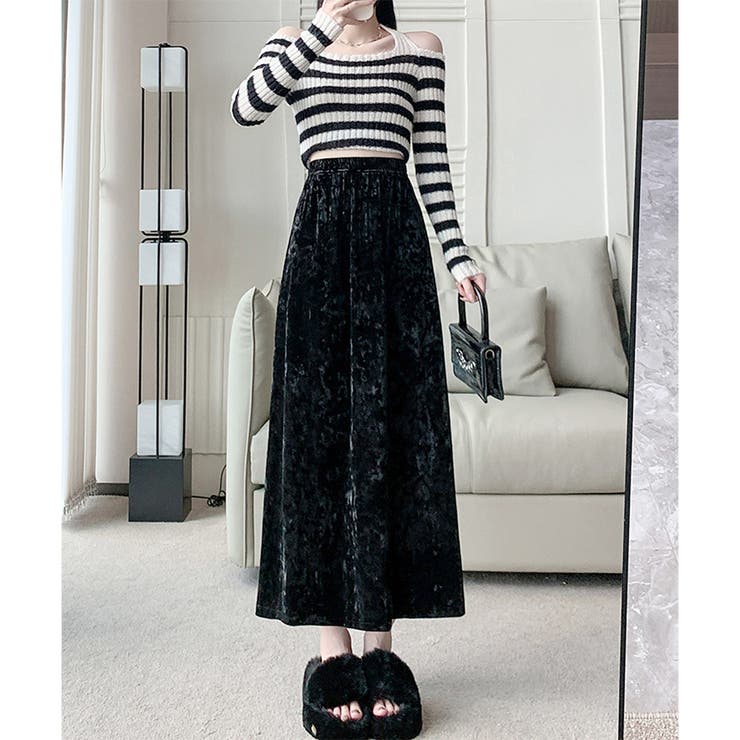 ベロア風ロングスカート レディース 秋冬 | Amulet | 詳細画像16 