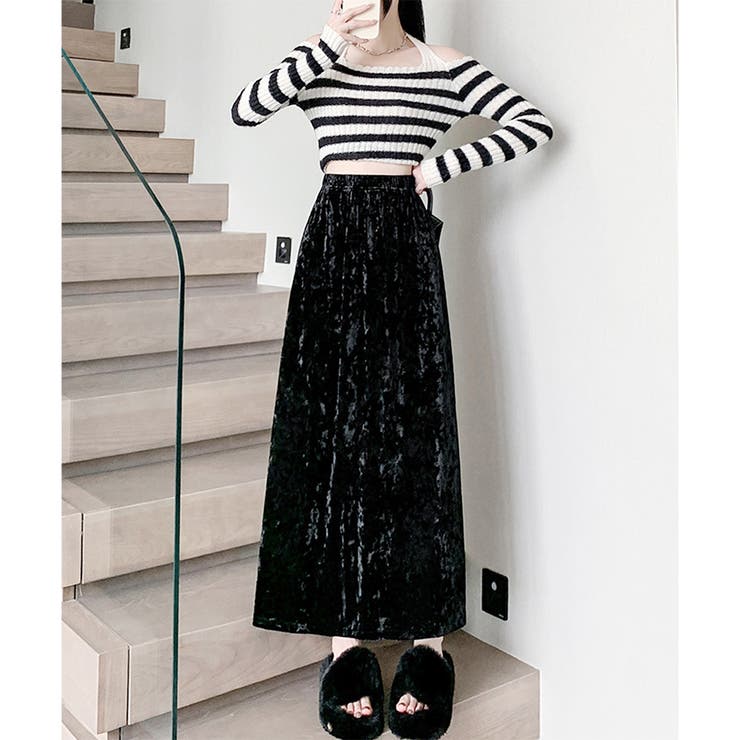 ベロア風ロングスカート レディース 秋冬 | Amulet | 詳細画像3 