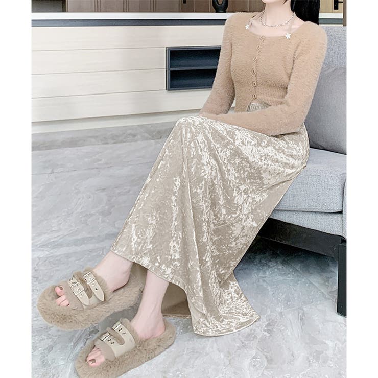 ベロア風ロングスカート レディース 秋冬 | Amulet | 詳細画像4 