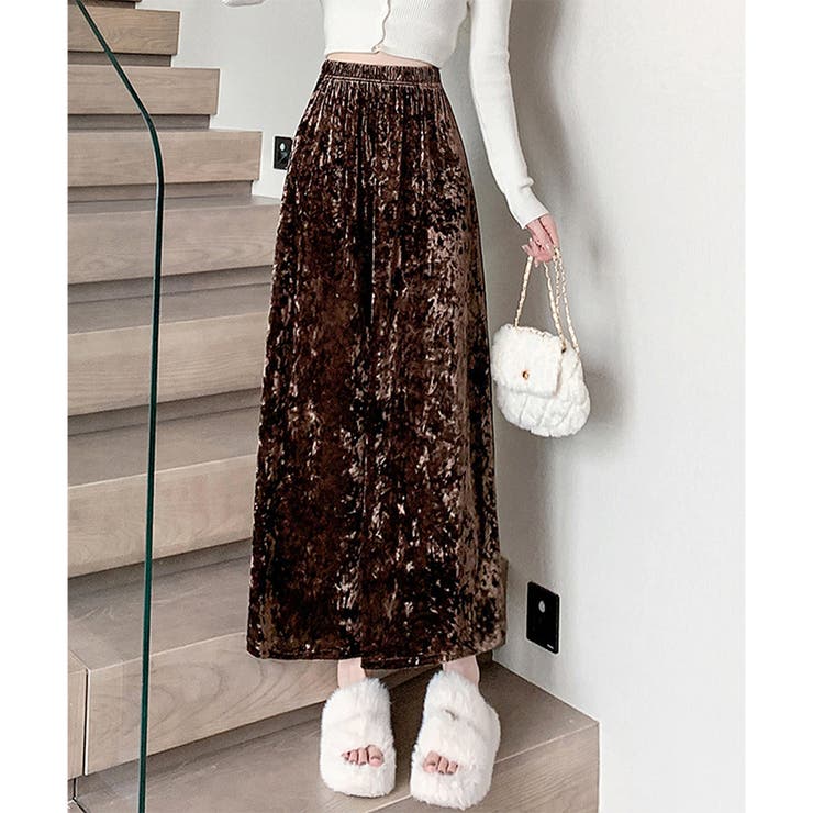 ベロア風ロングスカート レディース 秋冬 | Amulet | 詳細画像7 