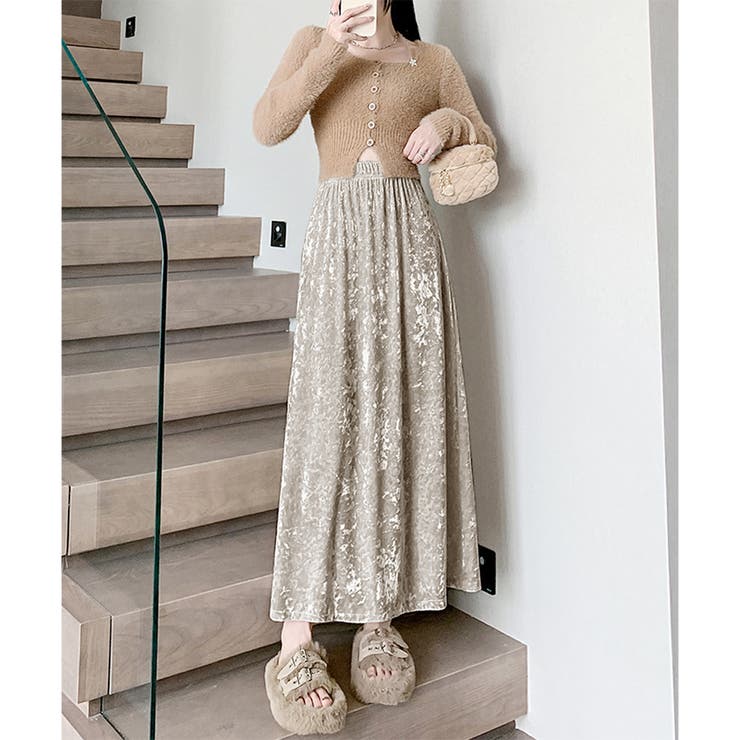 ベロア風ロングスカート レディース 秋冬 | Amulet | 詳細画像9 