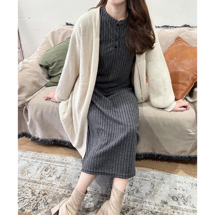 ロングニット長袖カーディガン レディース 秋冬 | Amulet | 詳細画像4 