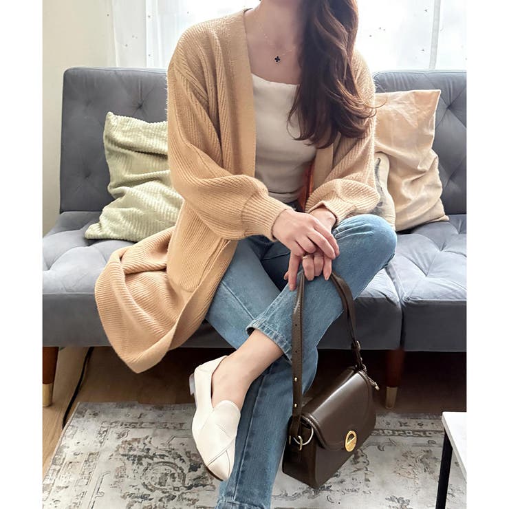 ロングニット長袖カーディガン レディース 秋冬 | Amulet | 詳細画像6 