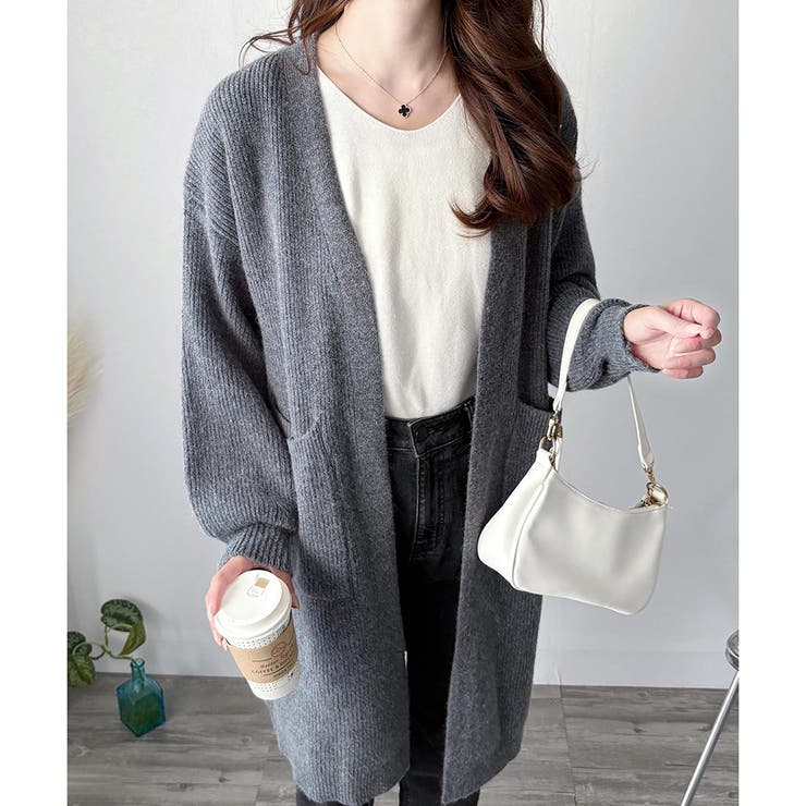 ロングニット長袖カーディガン レディース 秋冬 | Amulet | 詳細画像8 