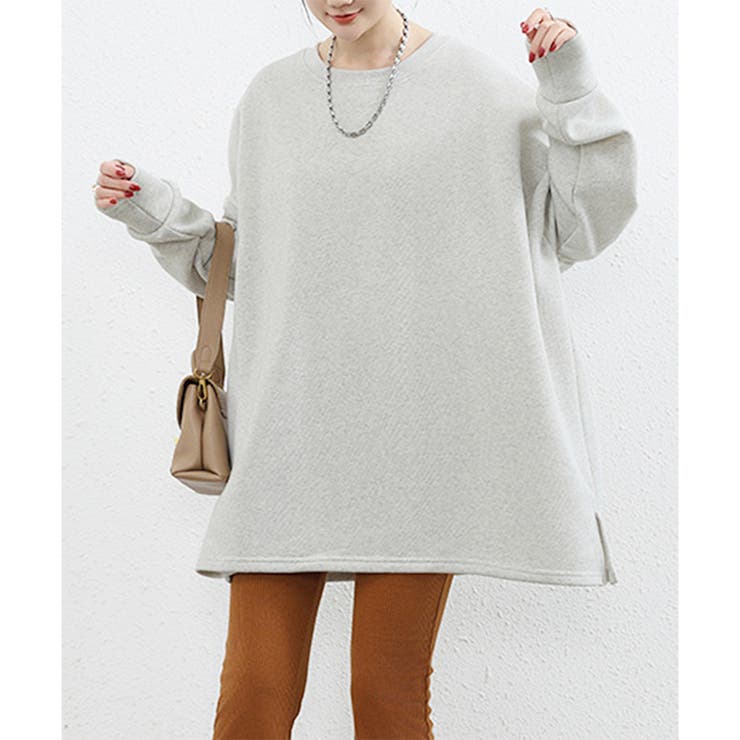 アイボリー | ラウンドネックオーバーサイズプルオーバー レディース 長袖 | Amulet