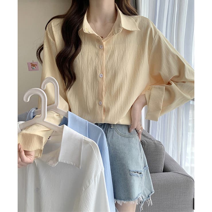 ナチュラルワッシャー風シャツ 前開き 長袖 | Amulet | 詳細画像2 