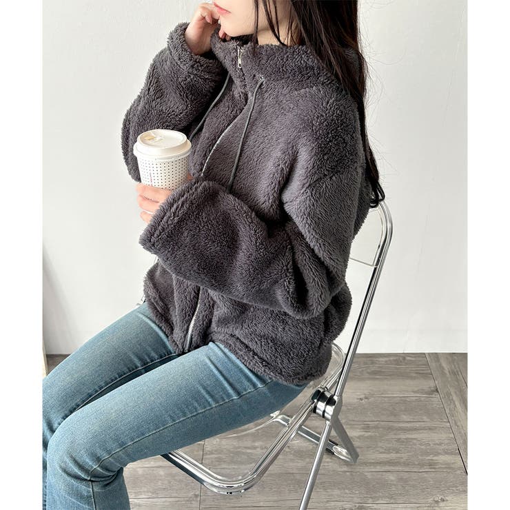 ソフトボアブルゾン ふんわり軽い ジップアップアウター | Amulet | 詳細画像21 