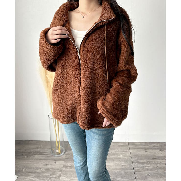 ソフトボアブルゾン ふんわり軽い ジップアップアウター | Amulet | 詳細画像24 