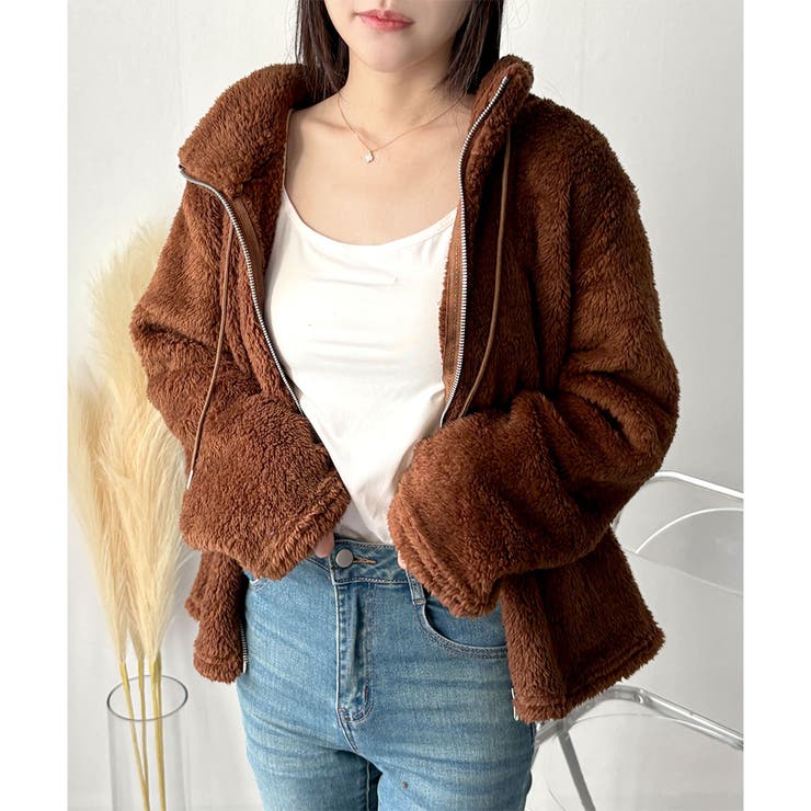 ソフトボアブルゾン ふんわり軽い ジップアップアウター | Amulet | 詳細画像25 