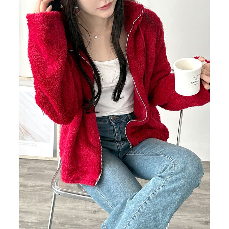 ソフトボアブルゾン ふんわり軽い ジップアップアウター | Amulet | 詳細画像4 