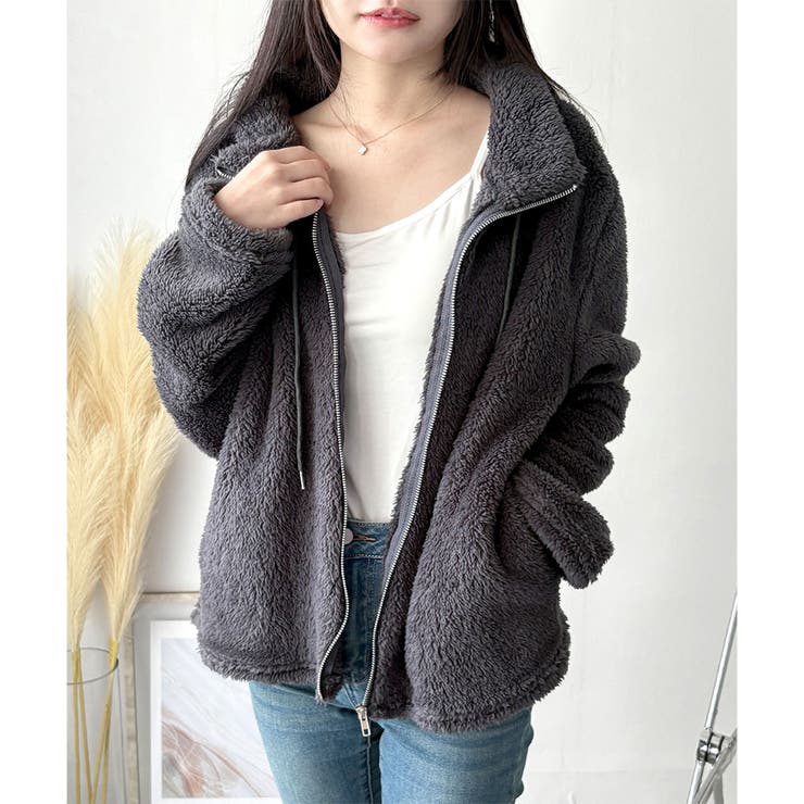 ソフトボアブルゾン ふんわり軽い ジップアップアウター | Amulet | 詳細画像7 