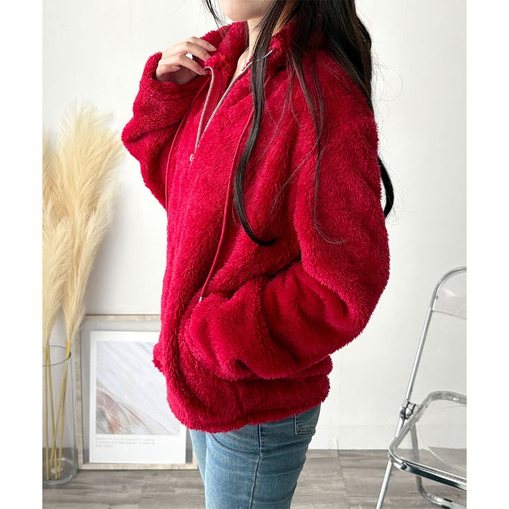 ソフトボアブルゾン ふんわり軽い ジップアップアウター | Amulet | 詳細画像9 