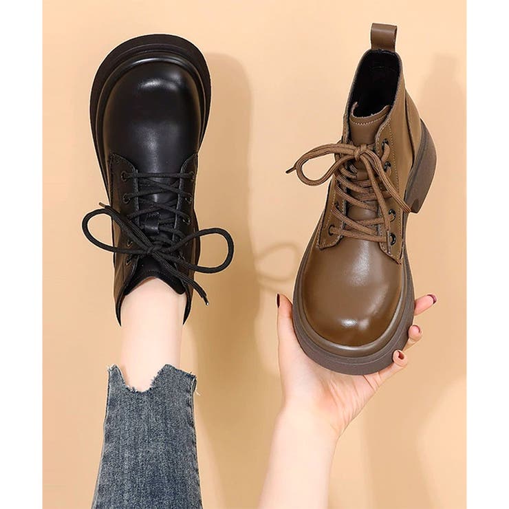 レースアップ厚底ショートブーツ レディース カジュアル | Amulet | 詳細画像13 