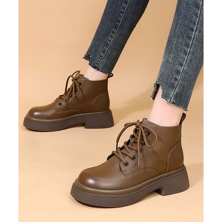 レースアップ厚底ショートブーツ レディース カジュアル | Amulet | 詳細画像3 