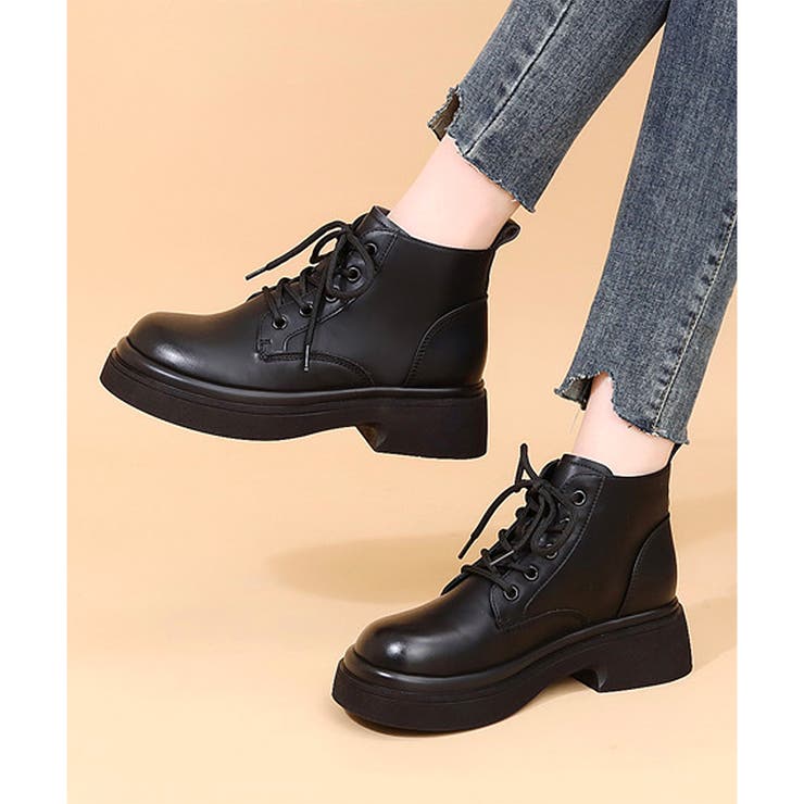 レースアップ厚底ショートブーツ レディース カジュアル | Amulet | 詳細画像6 