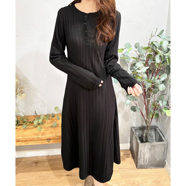 リブニットリラクシーロングワンピース 体型カバー 秋冬 | Amulet | 詳細画像10 