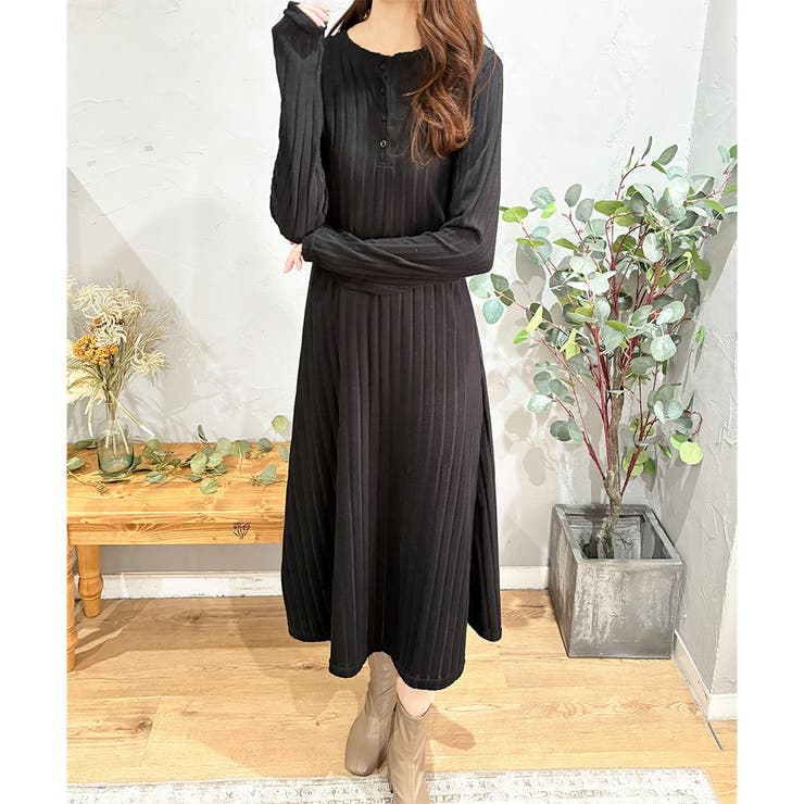 リブニットリラクシーロングワンピース 体型カバー 秋冬 | Amulet | 詳細画像11 