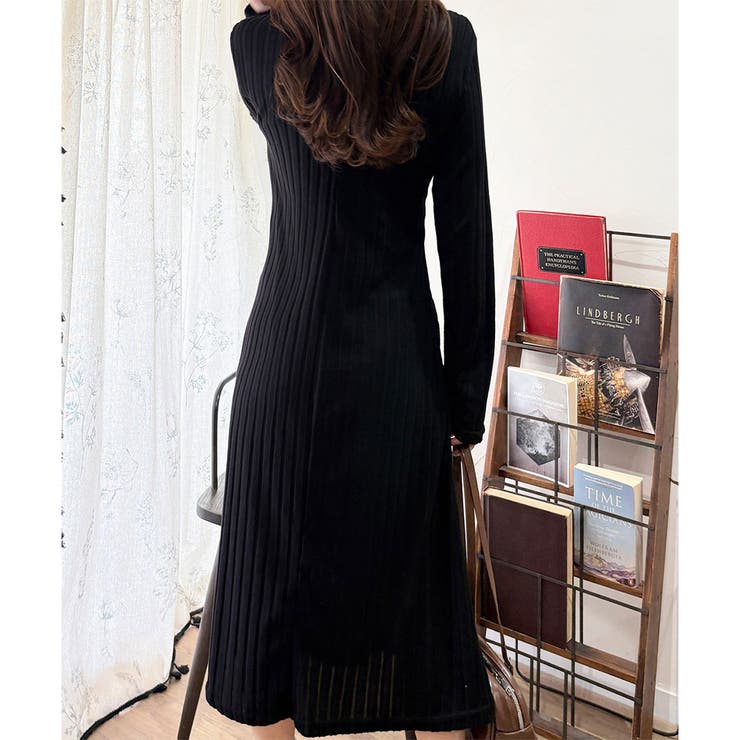 リブニットリラクシーロングワンピース 体型カバー 秋冬 | Amulet | 詳細画像12 