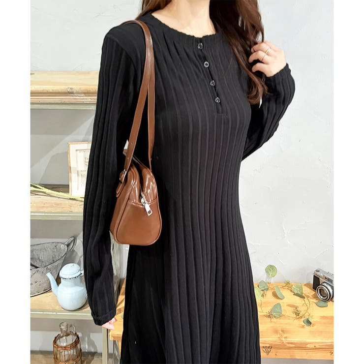 リブニットリラクシーロングワンピース 体型カバー 秋冬 | Amulet | 詳細画像2 