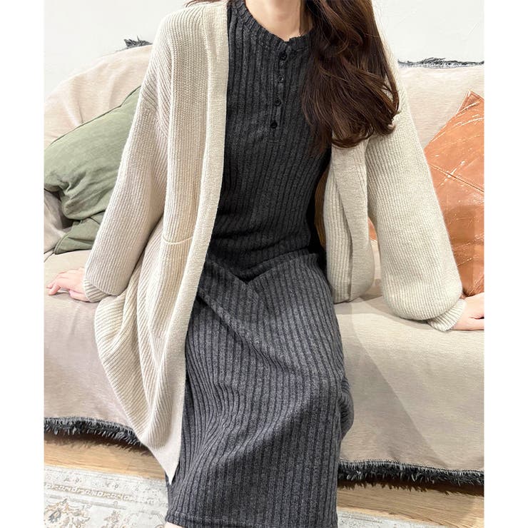 リブニットリラクシーロングワンピース 体型カバー 秋冬 | Amulet | 詳細画像25 