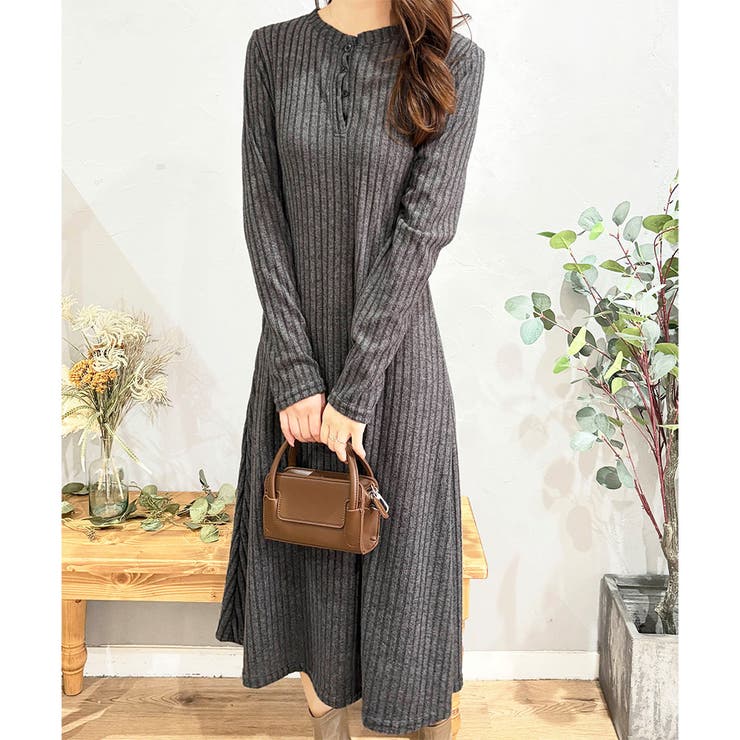 リブニットリラクシーロングワンピース 体型カバー 秋冬 | Amulet | 詳細画像27 