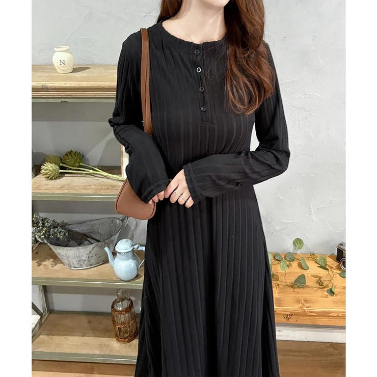 リブニットリラクシーロングワンピース 体型カバー 秋冬 | Amulet | 詳細画像6 