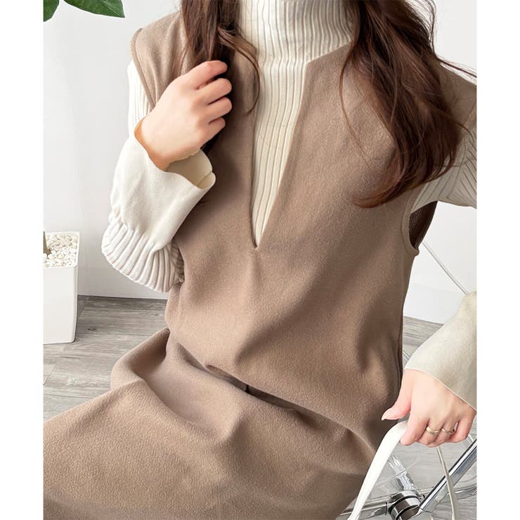 ナチュラルキーネックジャンパースカート 体型カバー ロングワンピース | Amulet | 詳細画像9 