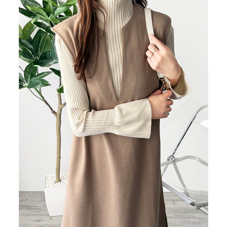 ナチュラルキーネックジャンパースカート 体型カバー ロングワンピース | Amulet | 詳細画像11 