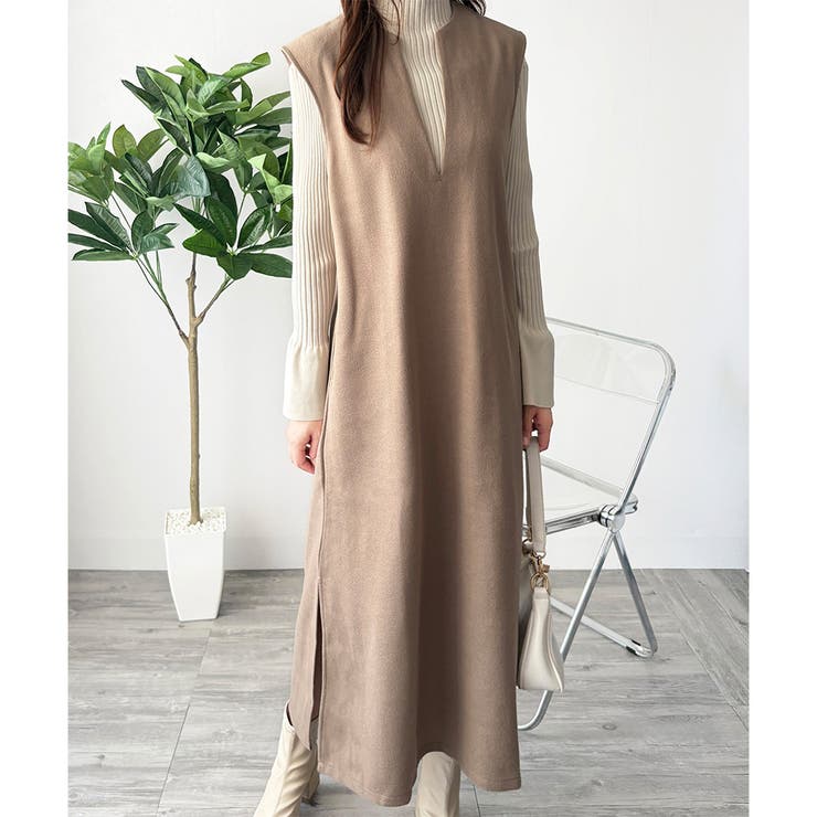 ナチュラルキーネックジャンパースカート 体型カバー ロングワンピース | Amulet | 詳細画像12 